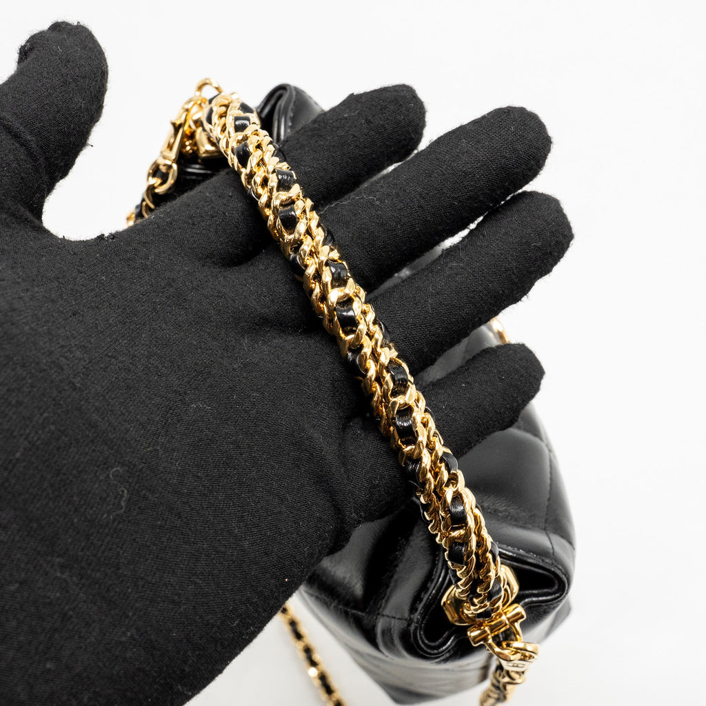CHANEL 24B TWIST CHAIN TOP HANDLE HOBO LUNCH BOX BAG LAMBSKIN BLACK GHW (MICROCHIP)