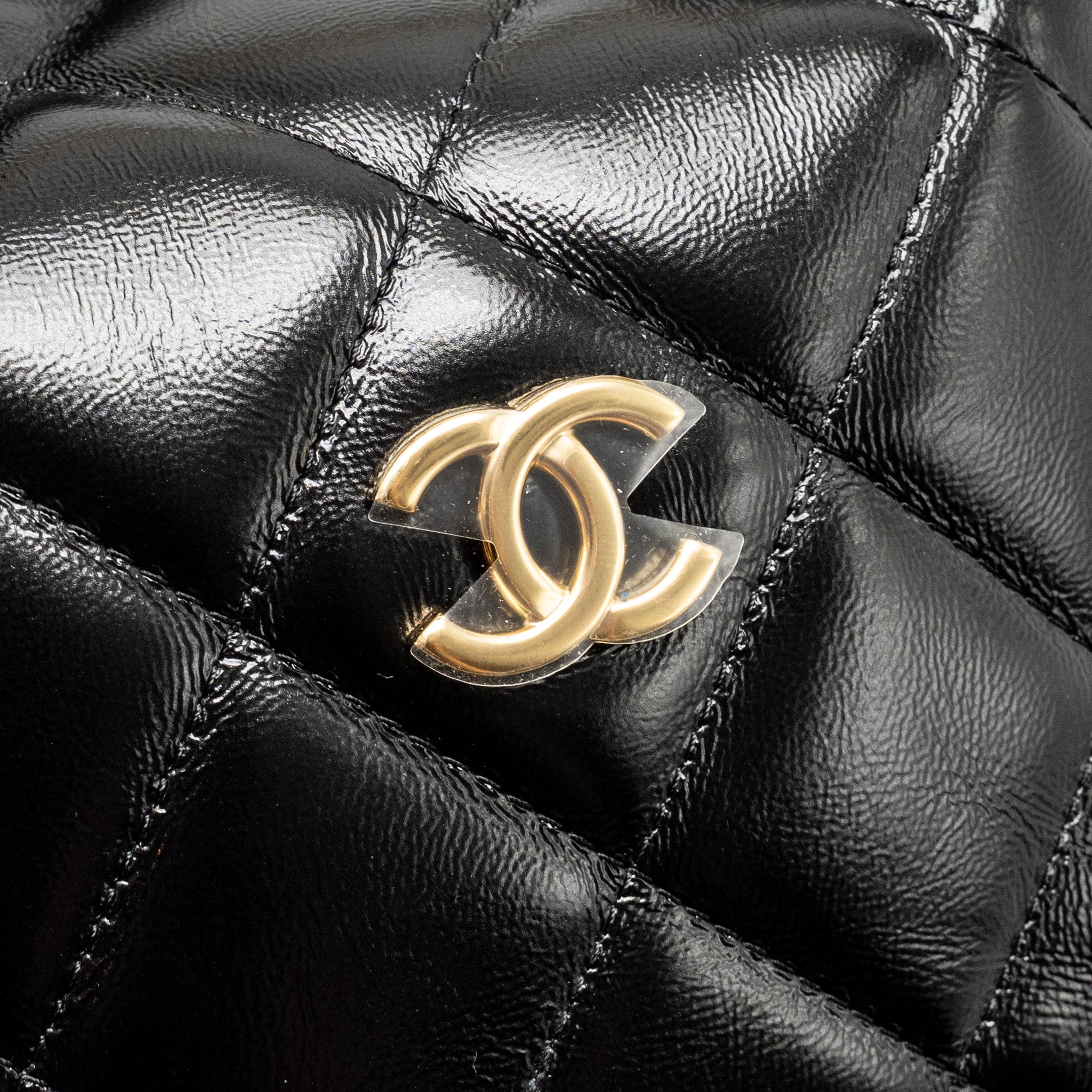 CHANEL 24B TWIST CHAIN TOP HANDLE HOBO LUNCH BOX BAG LAMBSKIN BLACK GHW (MICROCHIP)