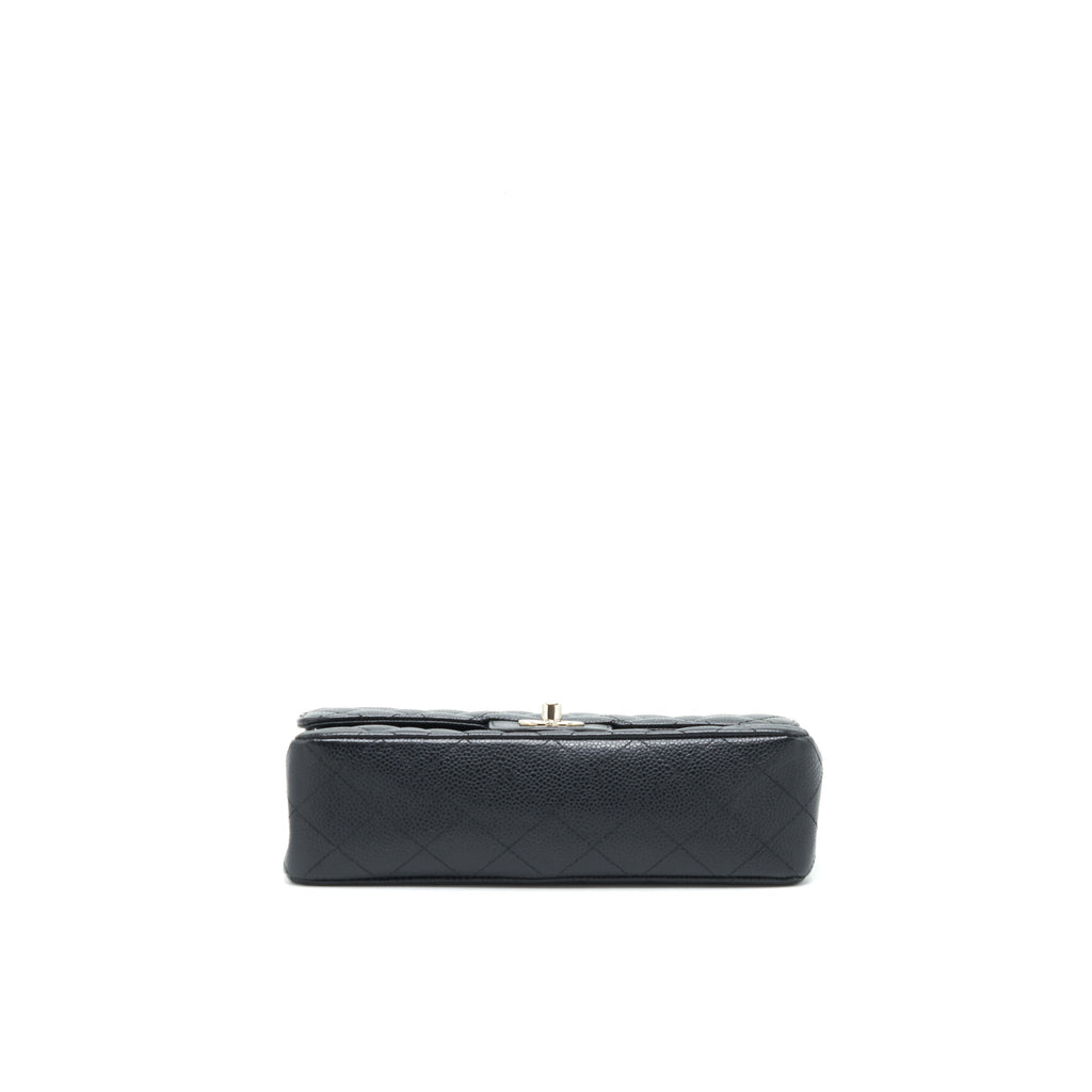 CHANEL SMALL CLASSIC DOUBLE FLAP BAG BLACK CAVIAR SHW