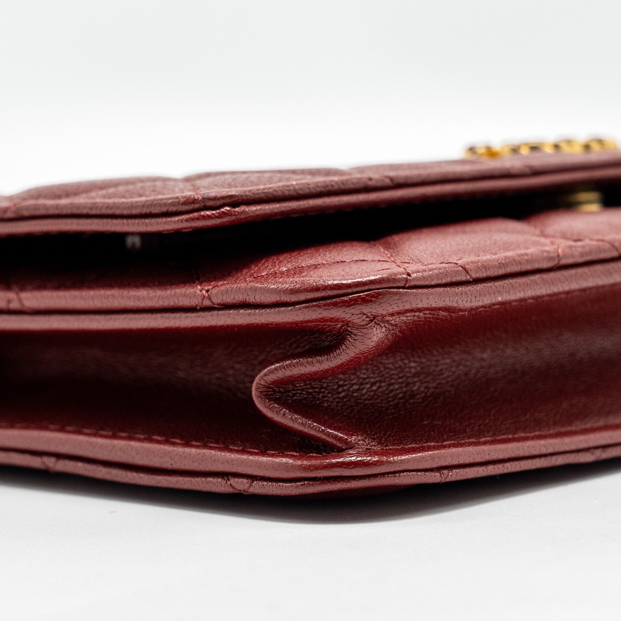 CHANEL WALLET ON CHAIN LAMBSKIN BURGUNDY GHW