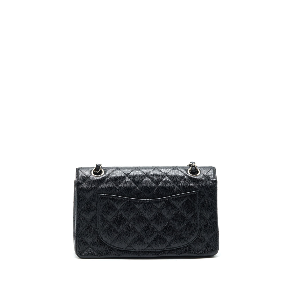 CHANEL SMALL CLASSIC DOUBLE FLAP BAG BLACK CAVIAR SHW