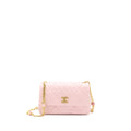 CHANEL 22B SMALL FLAP BAG WITH GEM CHAIN LAMBSKIN PINK GHW (MICROCHIP)