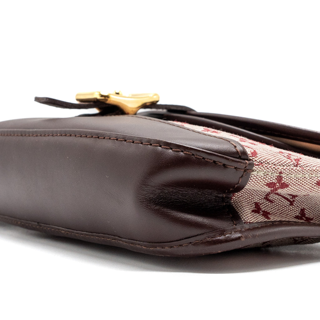LOUIS VUITTON VINTAGE FLAP SHOULDER BAG FABRIC / LEATHER DARK PINK GHW