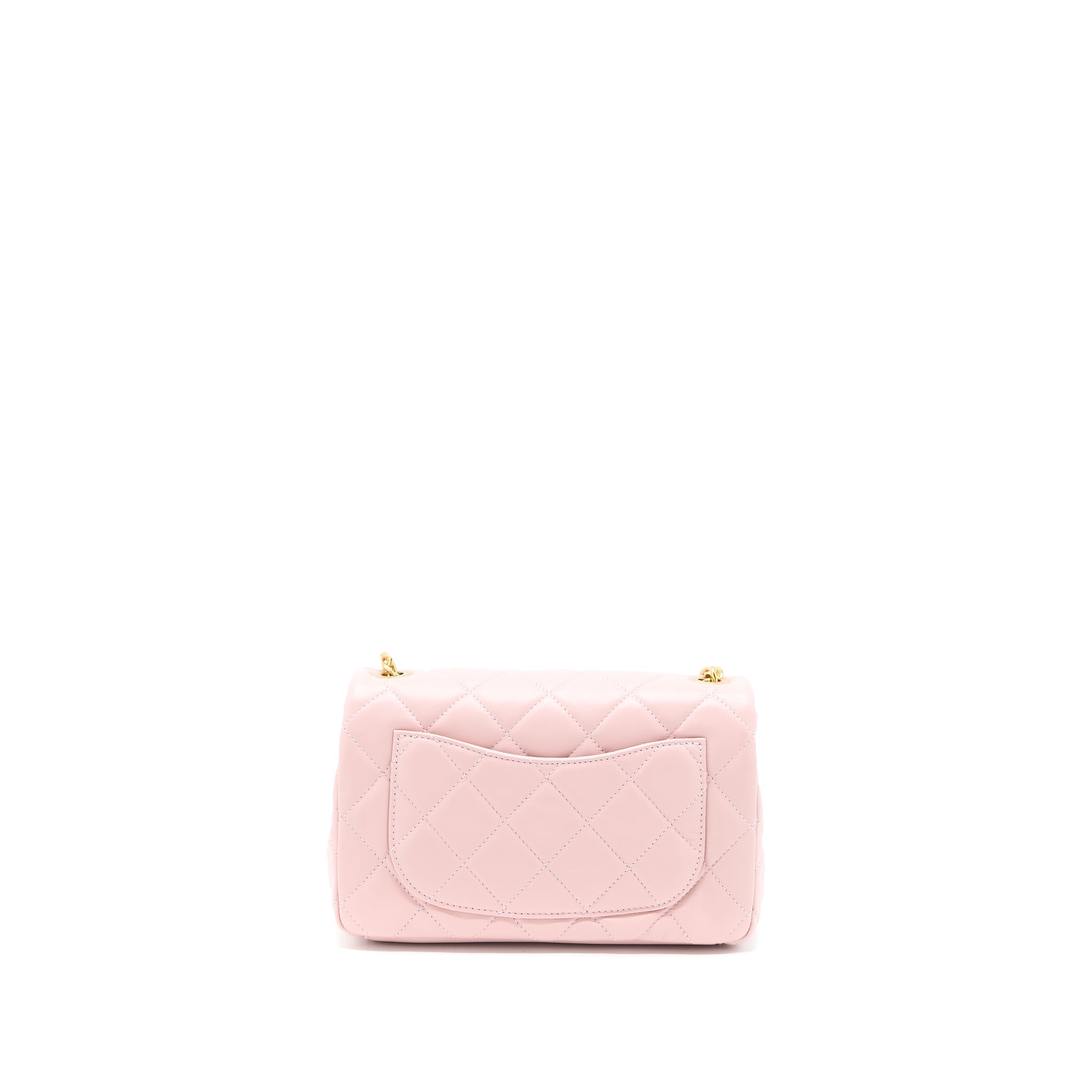CHANEL 22B SMALL FLAP BAG WITH GEM CHAIN LAMBSKIN PINK GHW (MICROCHIP)