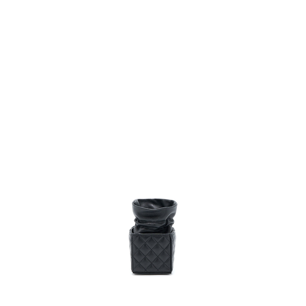CHANEL MINI VANITY BUCKET CROSSBODY LAMBSKIN BLACK BRUSHED GHW