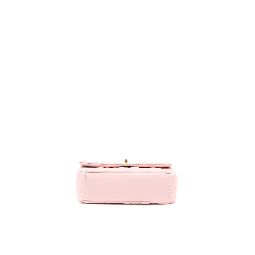 CHANEL 22B SMALL FLAP BAG WITH GEM CHAIN LAMBSKIN PINK GHW (MICROCHIP)