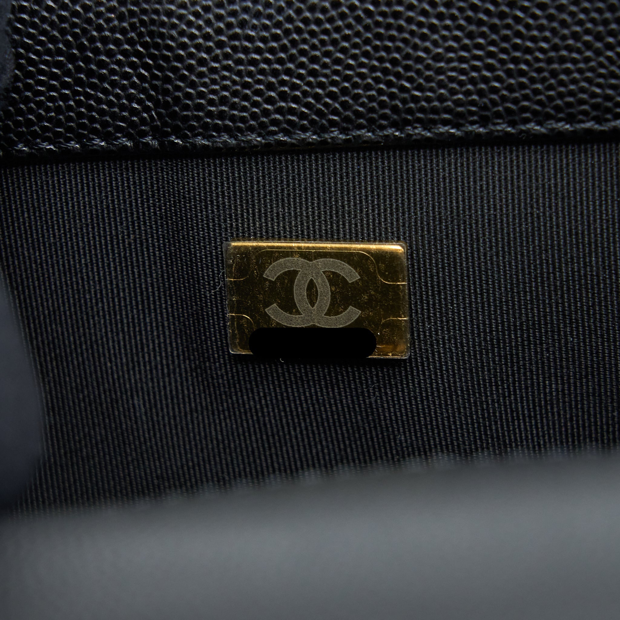 CHANEL SMALL BOY BAG CAVIAR BLACK BRUSHED GHW (MICROCHIP)