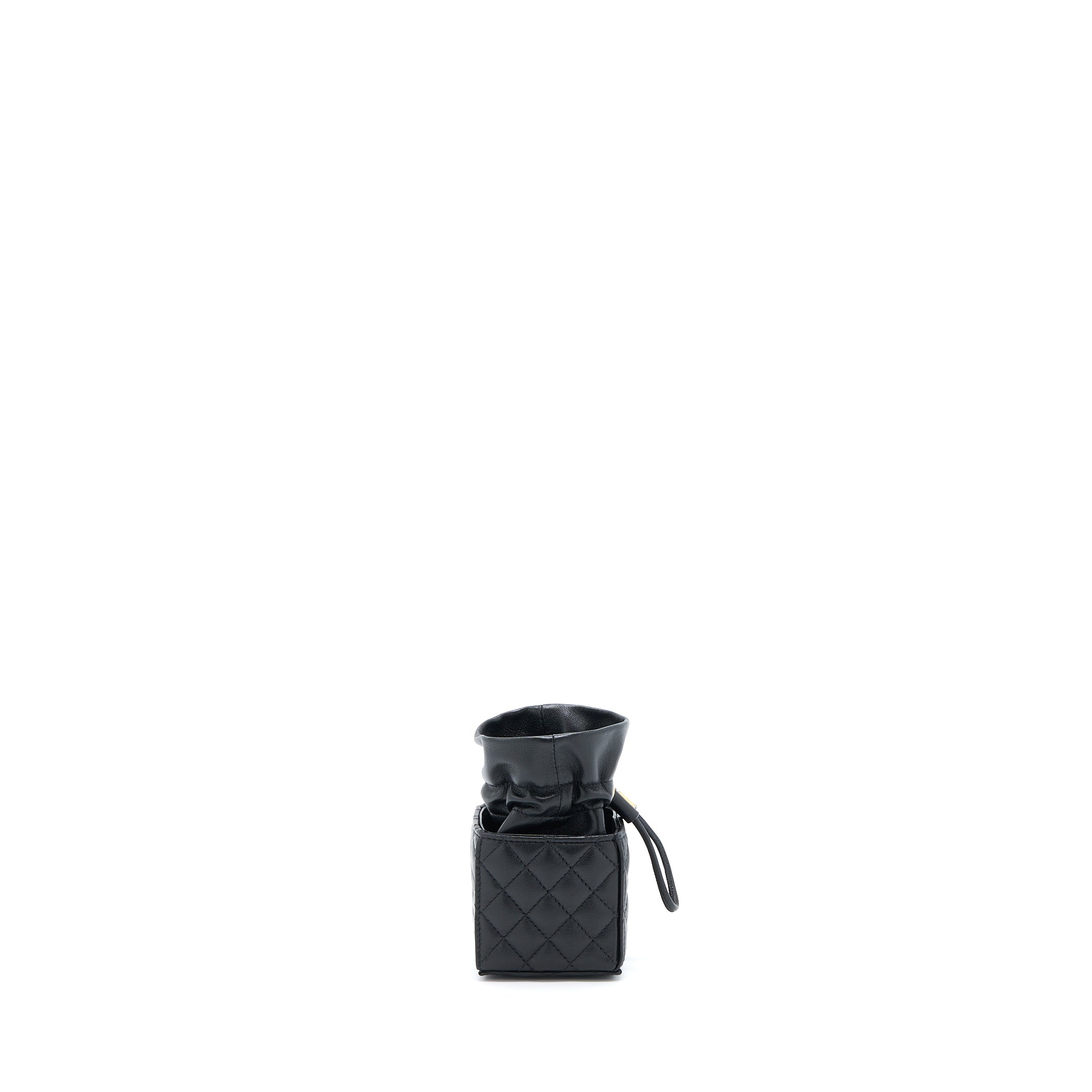 CHANEL MINI VANITY BUCKET CROSSBODY LAMBSKIN BLACK BRUSHED GHW