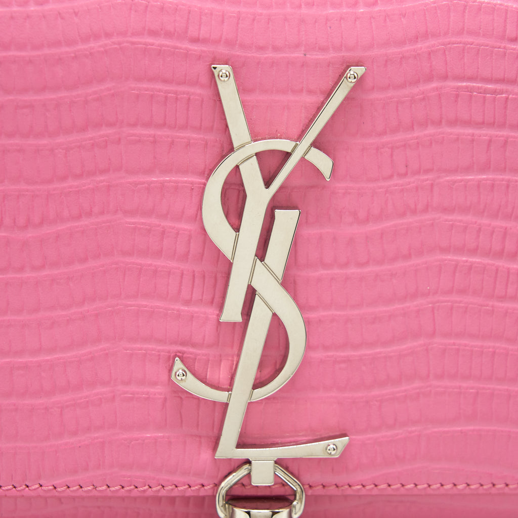 SAINT LAURENT / YSL MINI KATE TASSEL EMBOSSED CALFSKIN PINK SHW