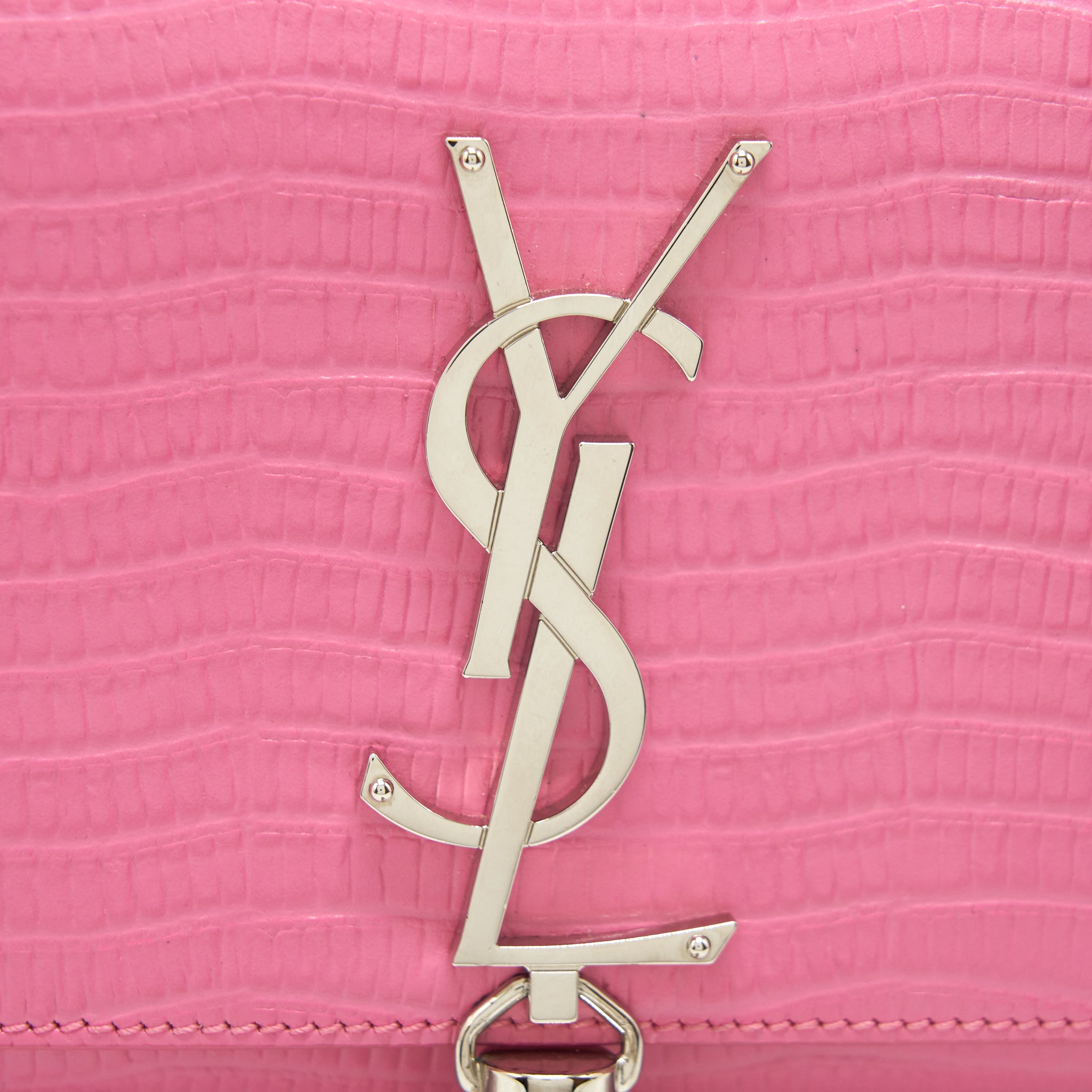 SAINT LAURENT / YSL MINI KATE TASSEL EMBOSSED CALFSKIN PINK SHW