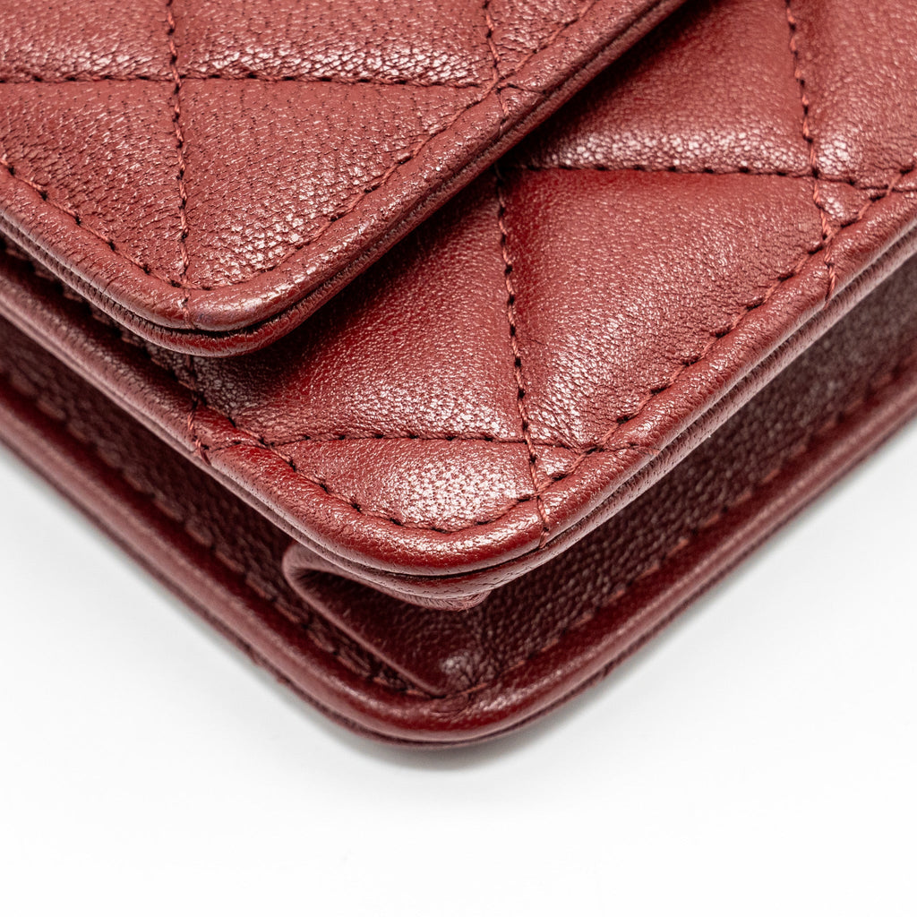 CHANEL WALLET ON CHAIN LAMBSKIN BURGUNDY GHW