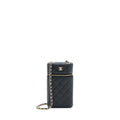 CHANEL 21K VANITY PHONE HOLDER WITH CHAIN CAVIAR BLACK LGHW