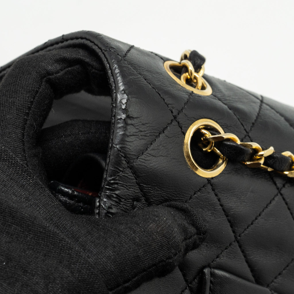 CHANEL VINTAGE MEDIUM CLASSIC DOUBLE FLAP BAG LAMBSKIN BLACK GHW