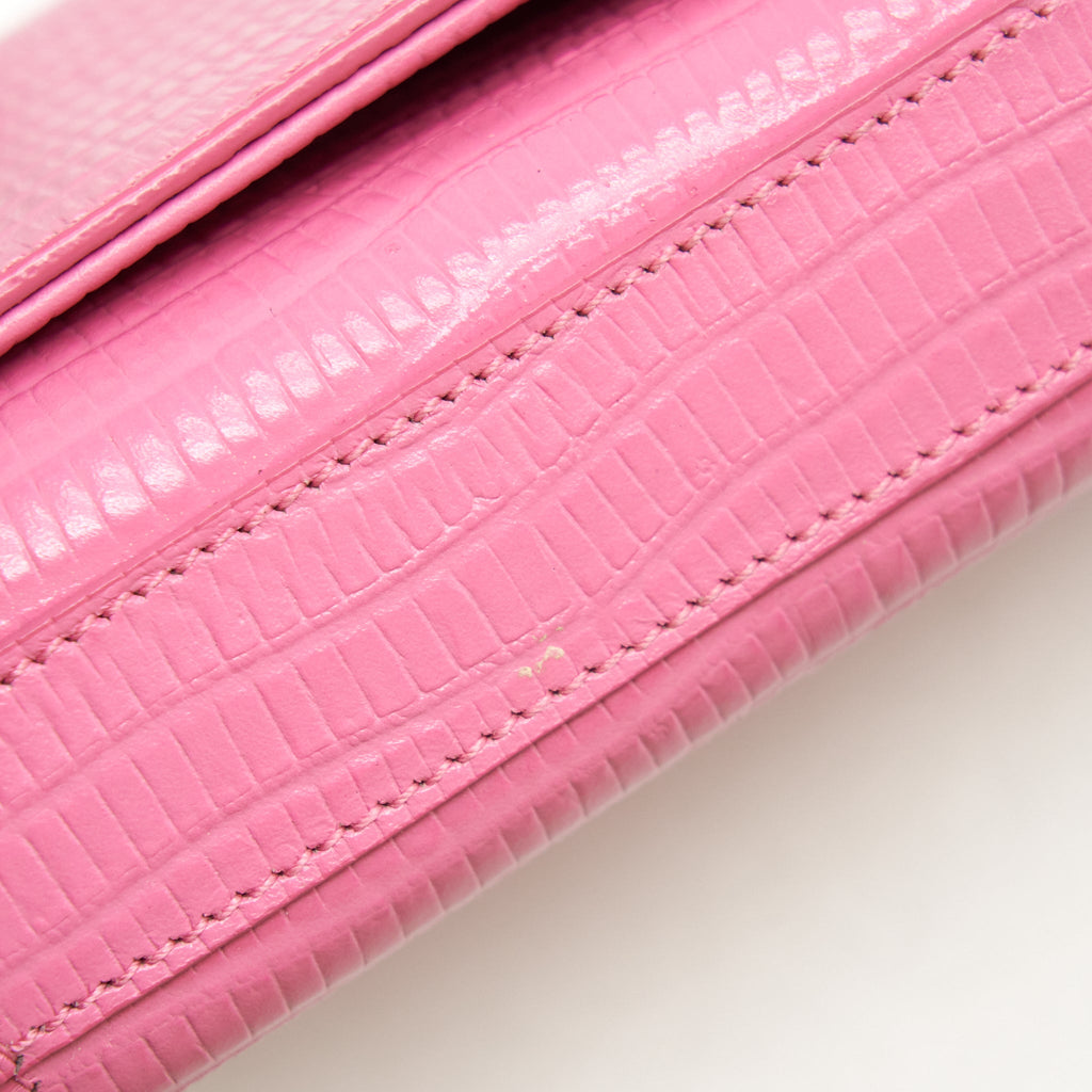 SAINT LAURENT / YSL MINI KATE TASSEL EMBOSSED CALFSKIN PINK SHW