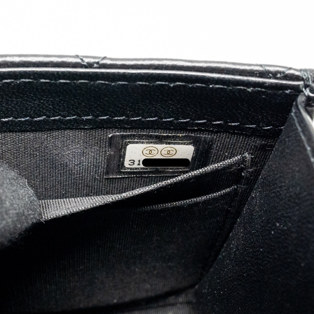 CHANEL MINI TRENDY CC CLUTCH WITH CHAIN LAMBSKIN BLACK LGHW