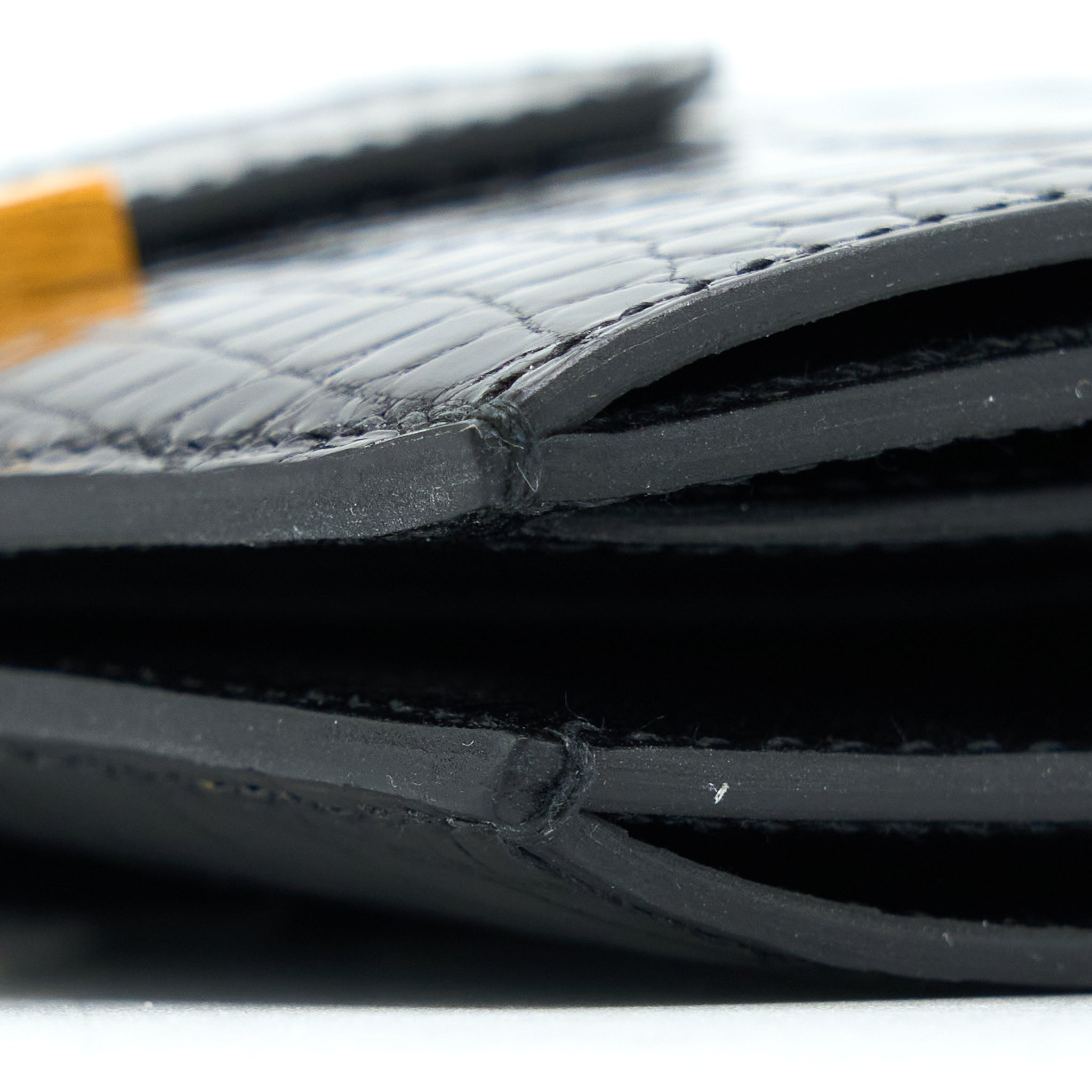 HERMES BEARN WALLET SHINY ALLIGATOR BLACK GHW
