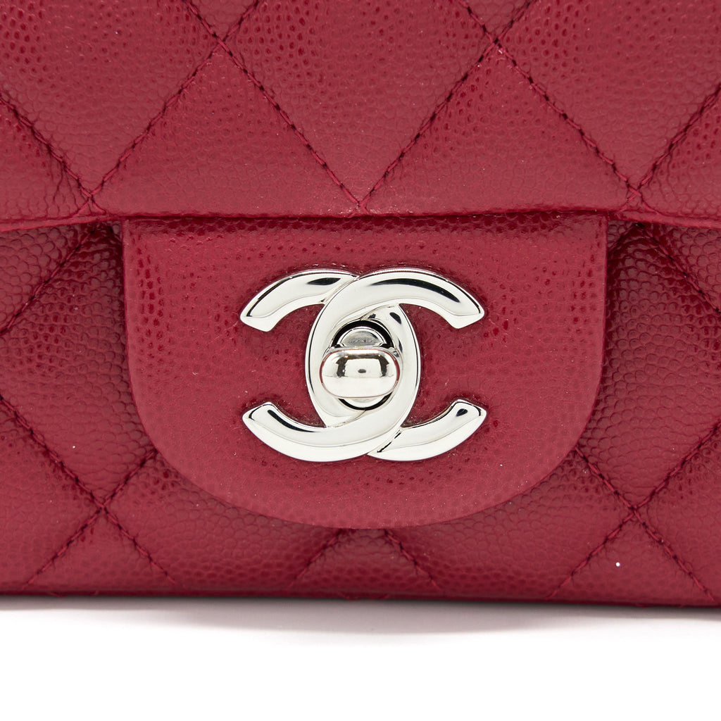CHANEL 18B MINI SQUARE CAVIAR RED SHW