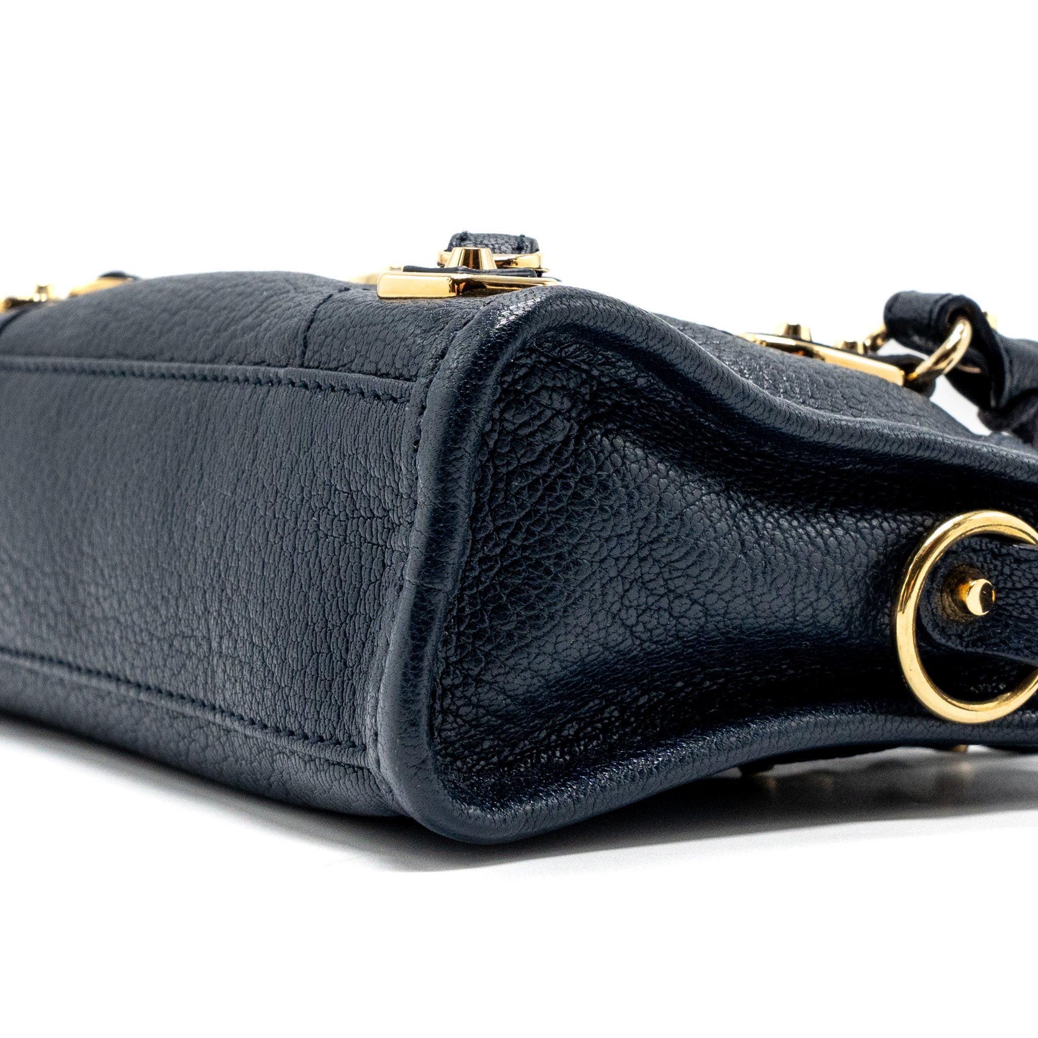 BALENCIAGA NANO CITY BAG NAVY GHW