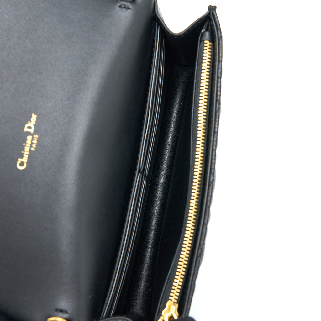 DIOR CARO POUCH CANNAGE CALFSKIN BLACK GHW