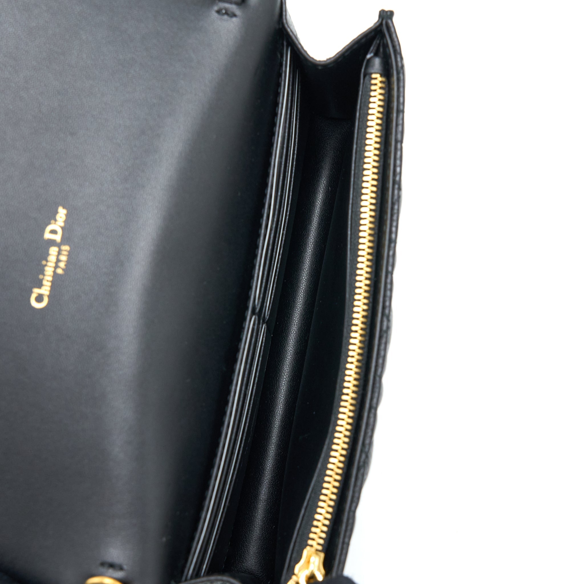 DIOR CARO POUCH CANNAGE CALFSKIN BLACK GHW