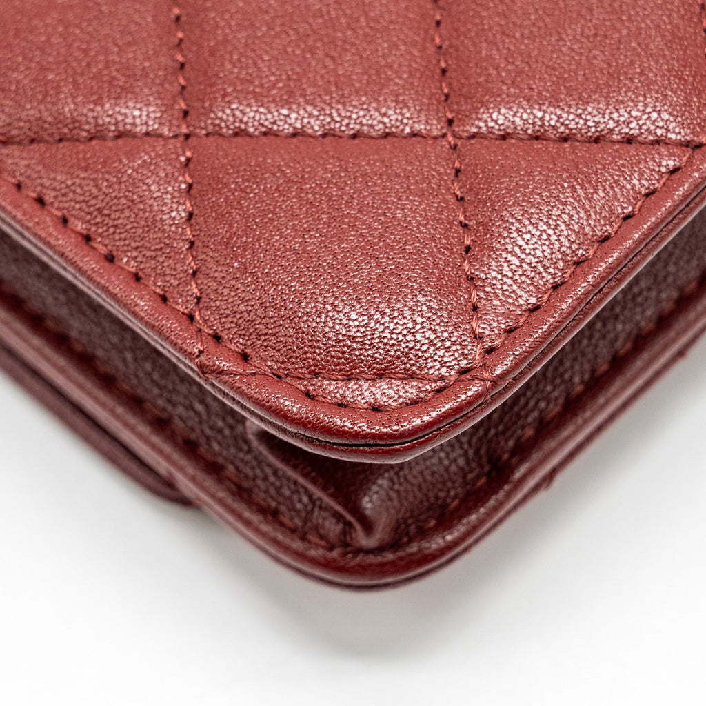 CHANEL WALLET ON CHAIN LAMBSKIN BURGUNDY GHW