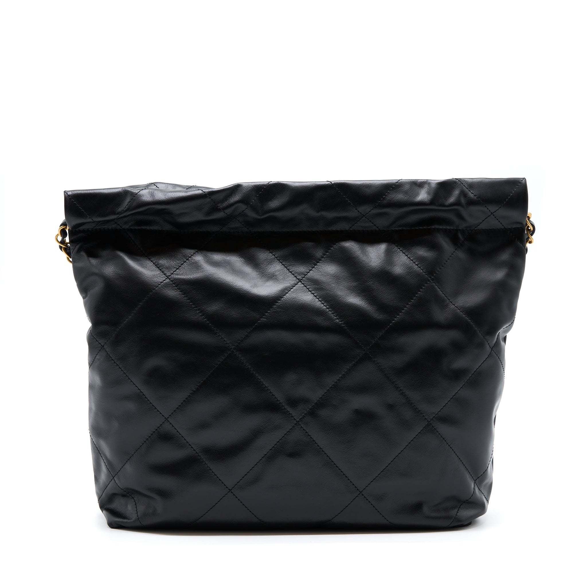 CHANEL SMALL 22 BAG WHITE LETTER SHINY CALFSKIN GHW (MICROCHIP)