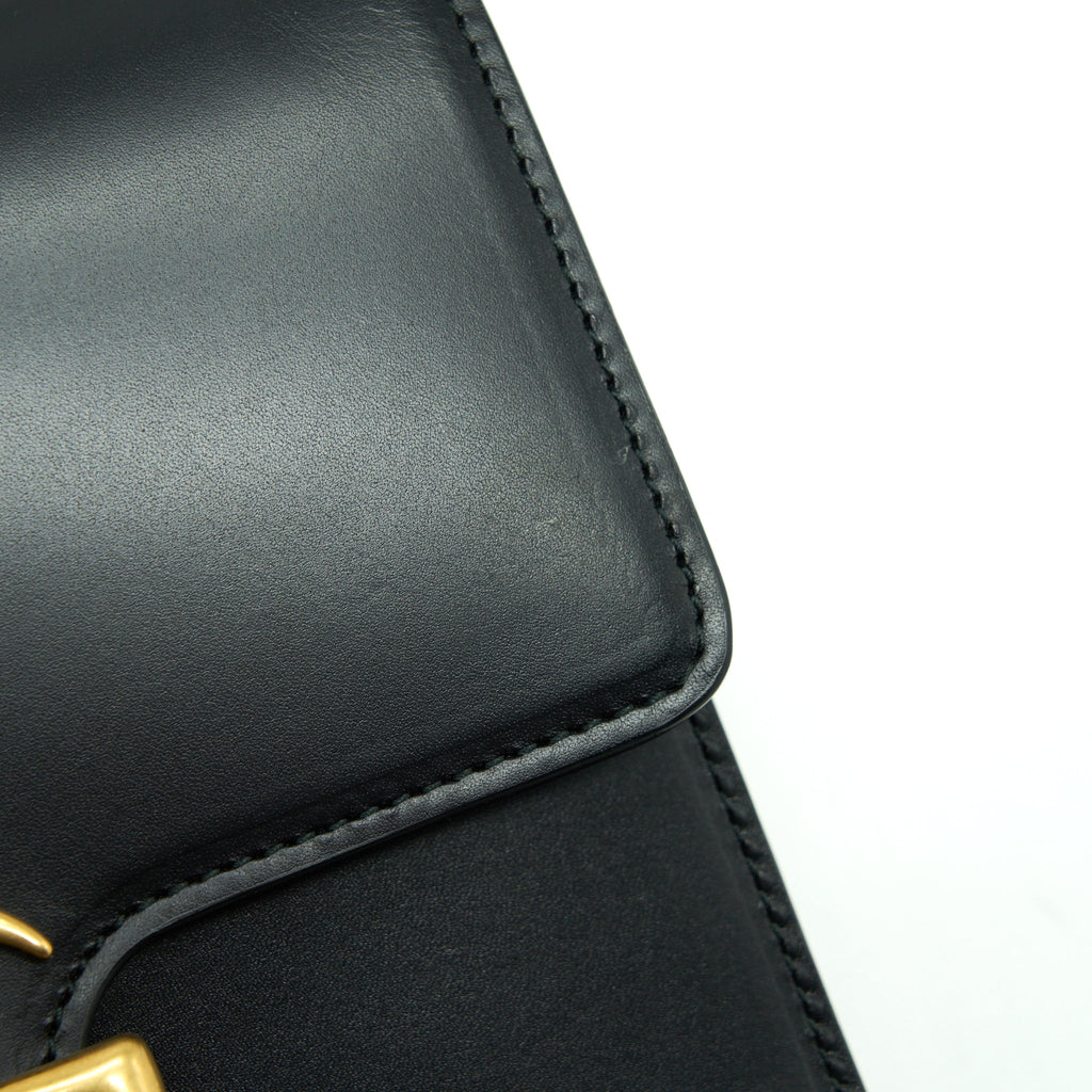GUCCI GG FLAP BAG BOX CALFSKIN BLACK GHW