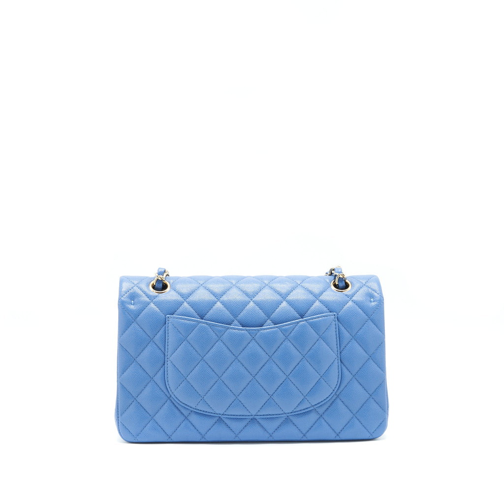CHANEL MEDIUM CLASSIC DOUBLE FLAP 25CM BLUE CAVIAR LGHW