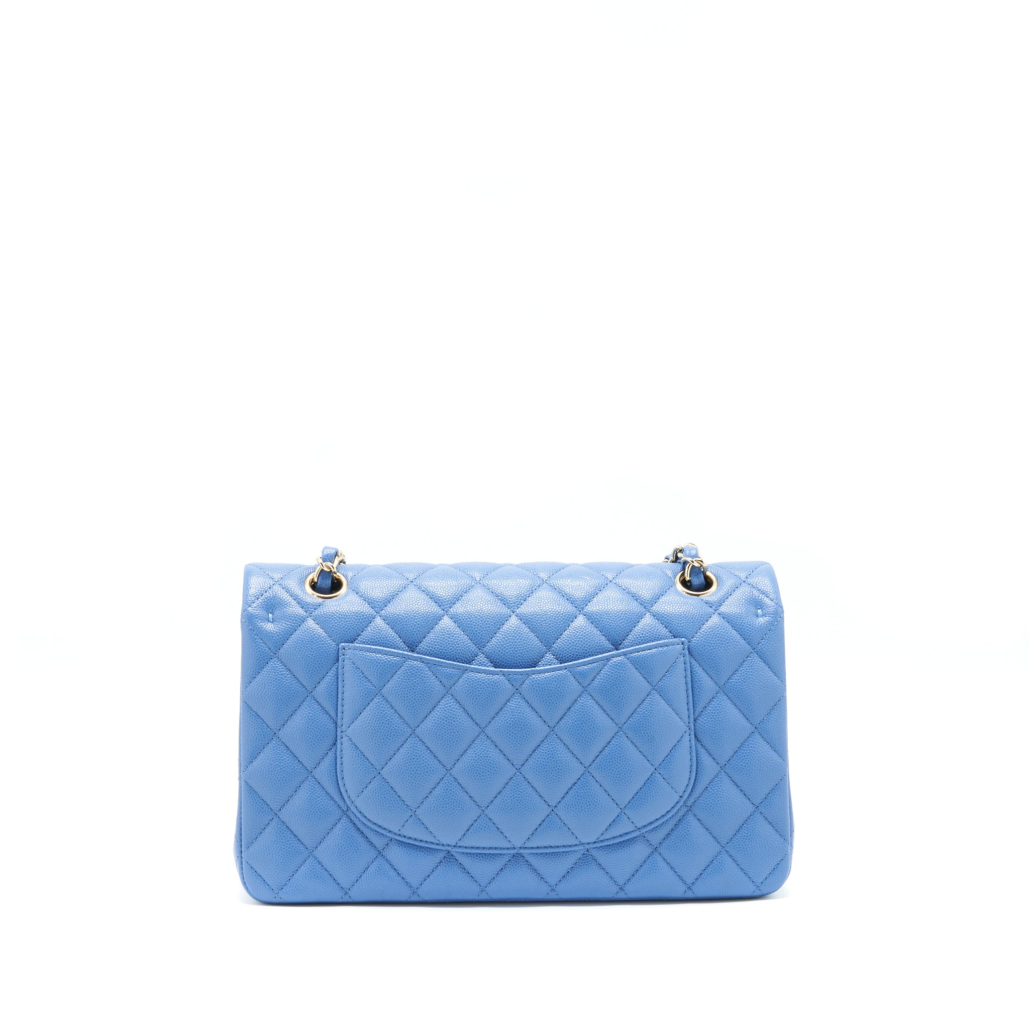 CHANEL MEDIUM CLASSIC DOUBLE FLAP 25CM BLUE CAVIAR LGHW
