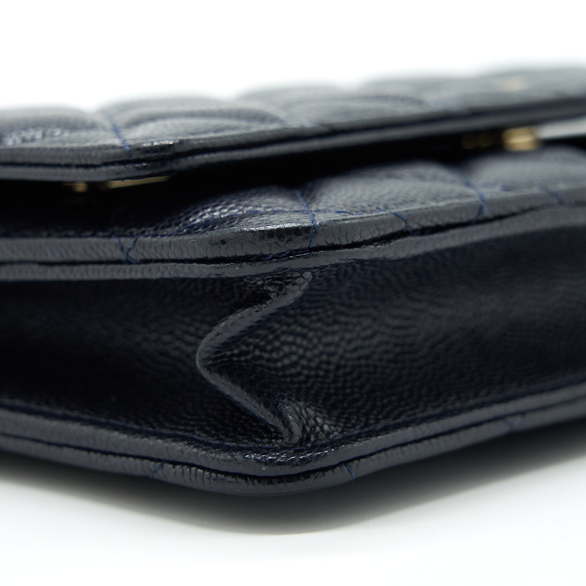 CHANEL CLASSIC WALLET ON CHAIN CAVIAR NAVY LGHW