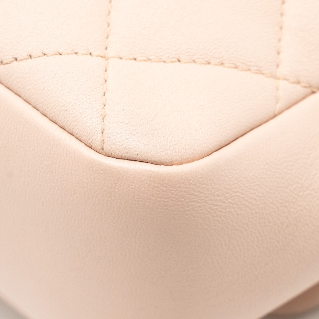 CHANEL GIANT TOP HANDLE RECTANGULAR FLAP BAG LAMBSKIN PINK LGHW (MICROCHIP)