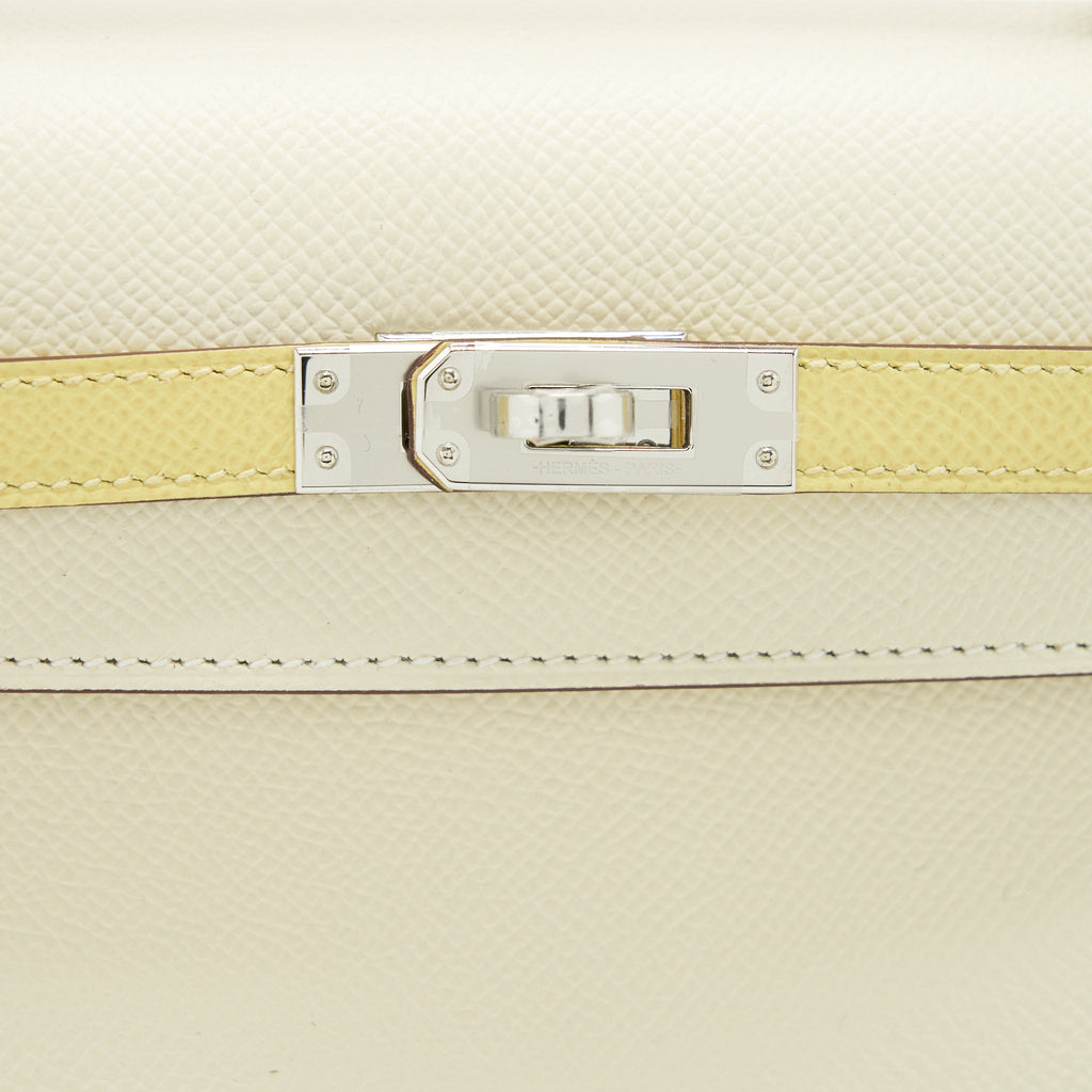 HERMES KELLY 25 EPSOM LEATHER NATA/ JAUNE POUSSIN/ SESAME SHW