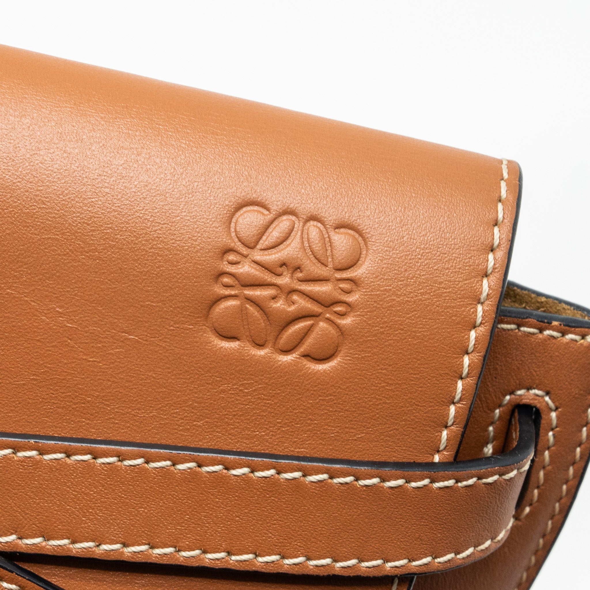 LOEWE MINI GATE BELT BAG CALFSKIN TAN GHW