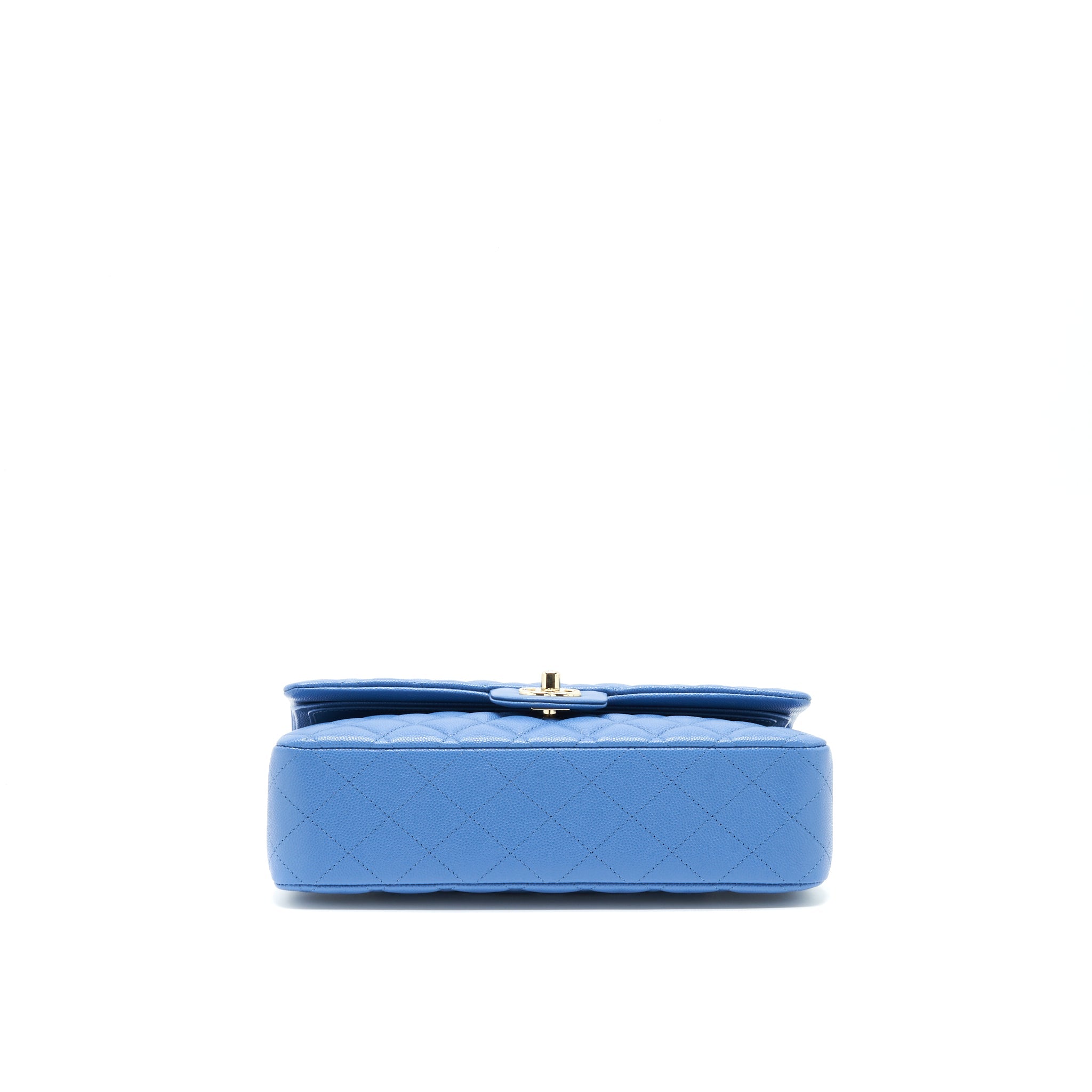 CHANEL MEDIUM CLASSIC DOUBLE FLAP 25CM BLUE CAVIAR LGHW