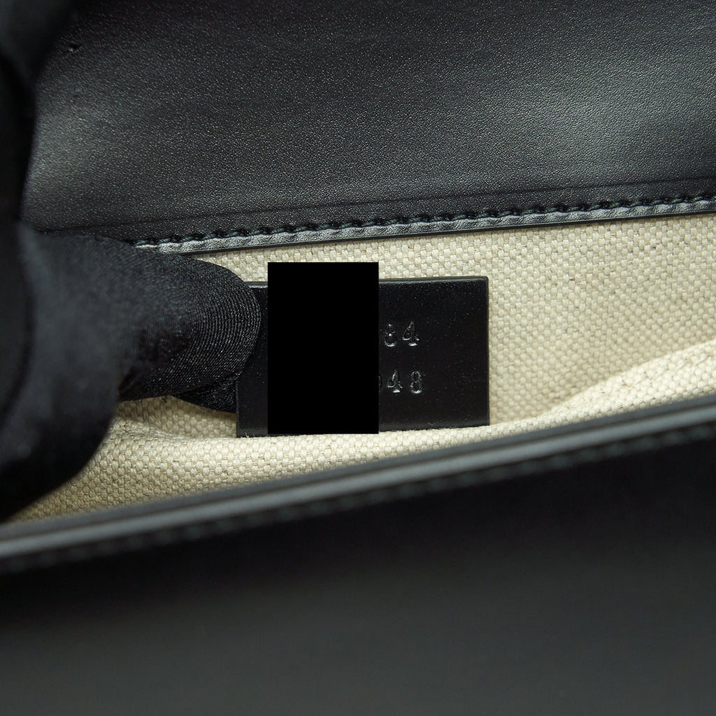 GUCCI GG FLAP BAG BOX CALFSKIN BLACK GHW
