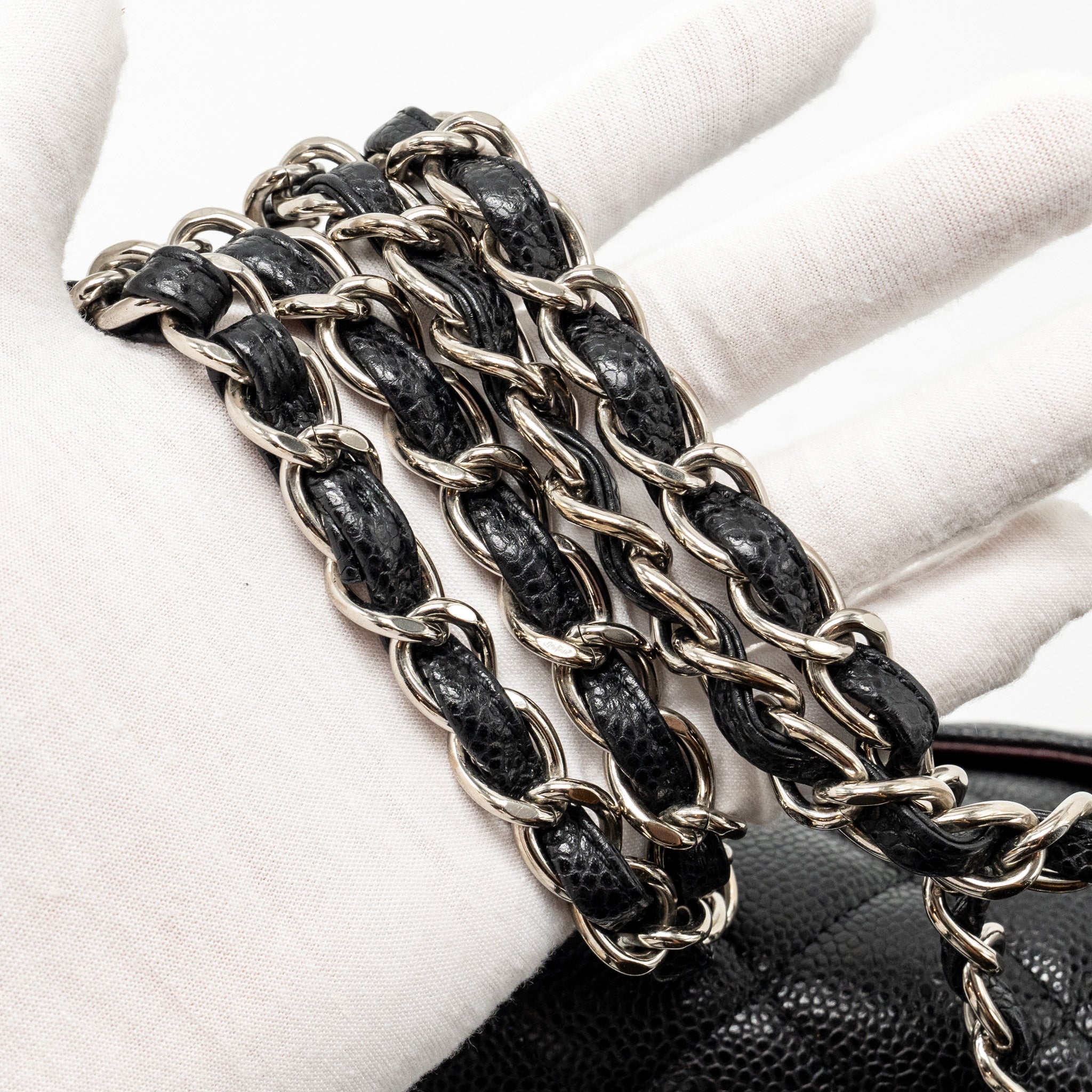 CHANEL MAXI CLASSIC DOUBLE FLAP BAG CAVIAR BLACK SHW