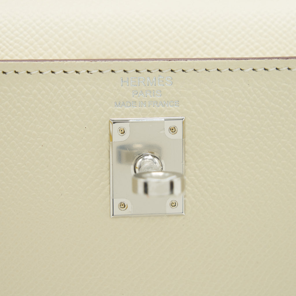 HERMES KELLY 25 EPSOM LEATHER NATA/ JAUNE POUSSIN/ SESAME SHW