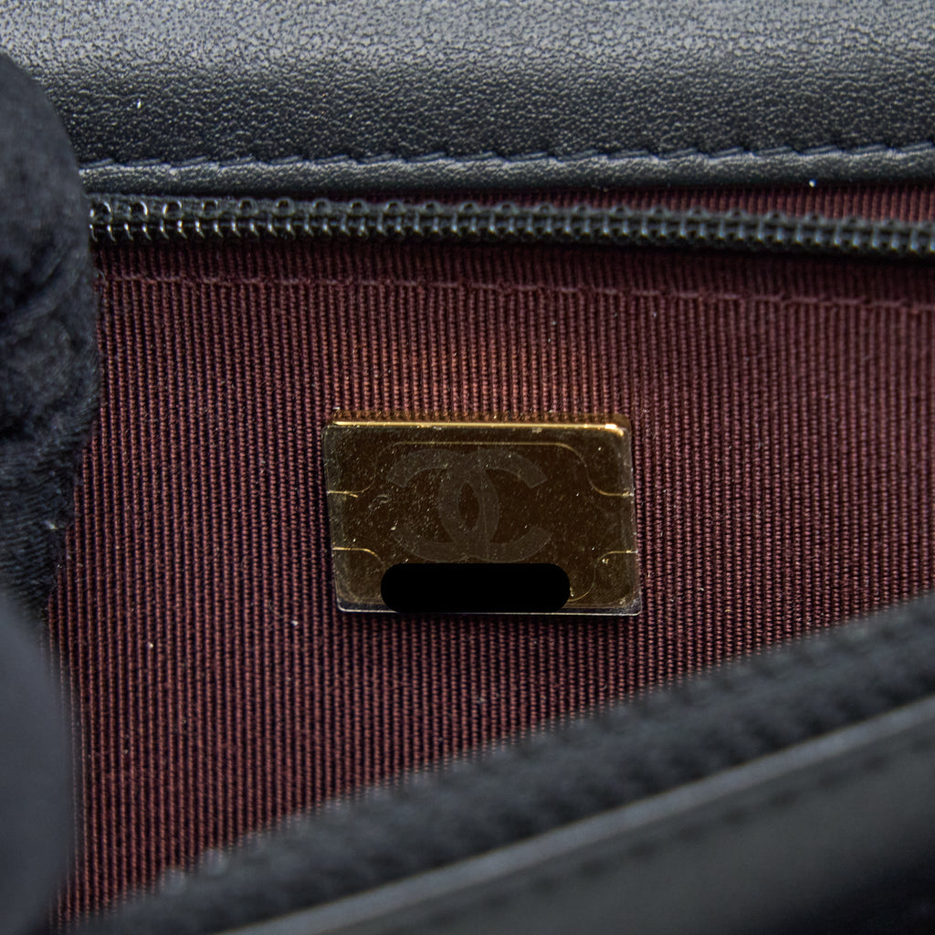 CHANEL 2.55 REISSUE WALLET ON CHAIN AGED CALFSKIN BLACK BRUSHED GHW (MICROCHIP)