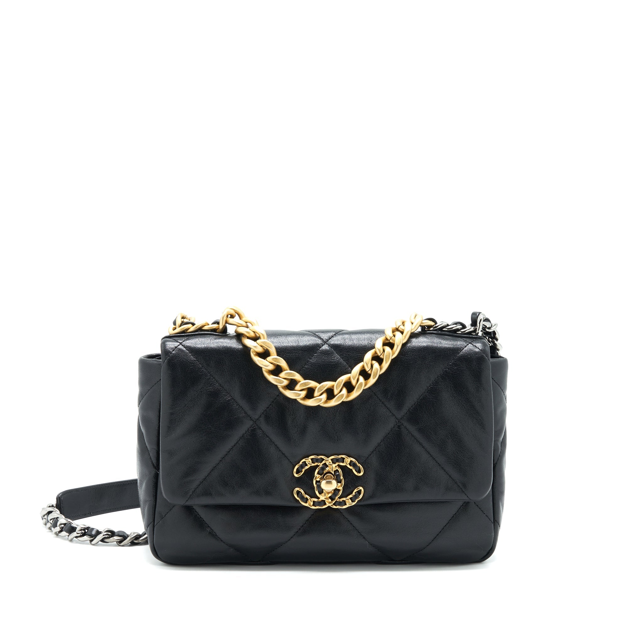 CHANEL SMALL 19 BAG BLACK GHW