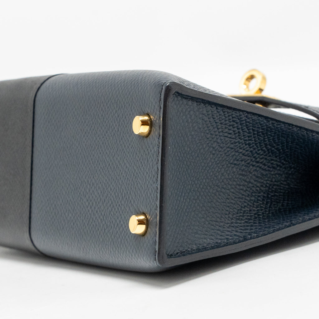 HERMES MINI KELLY II CASAQUE EPSOM BLEU INDIGO/NOIR/ROUGE GRENAT GHW