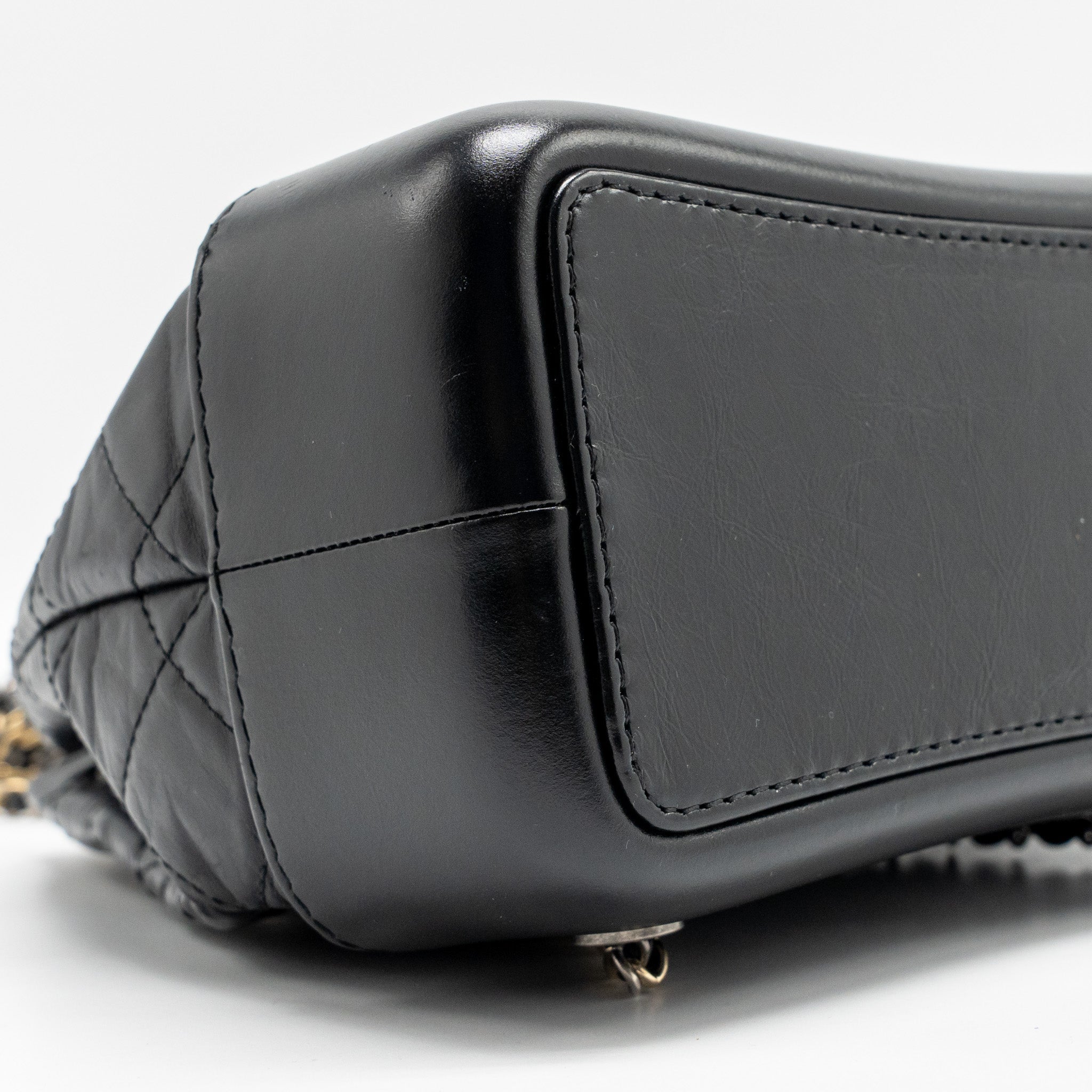 CHANEL SMALL GABRIELLE HOBO BAG AGED CALFSKIN BLACK MULTICOLOURED HARDWARE