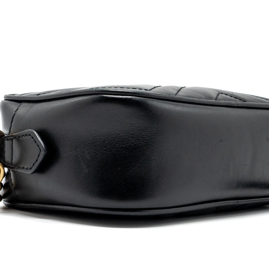 GUCCI GG MARMONT CAMERA BAG LEATHER BLACK GHW