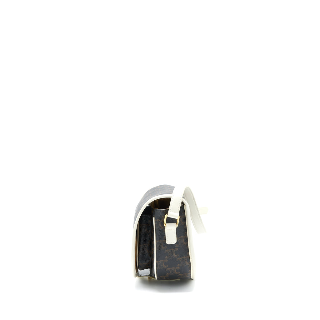 CELINE MEDIUM FOLCO BAG TRIOMPHE CANVAS/WHITE LGHW