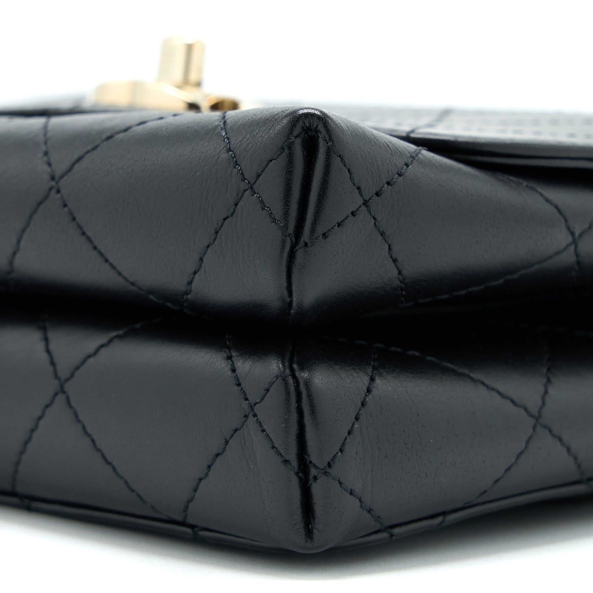 CHANEL SEASONAL TOP HANDLE FLAP BAG CALFSKIN BLACK GHW