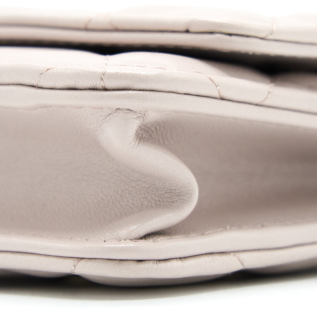 CHANEL PEARL CRUSH WALLET ON CHAIN LAMBSKIN LIALIC/LIGHT PURPLE BRUSHED GHW (MICROCHIP)