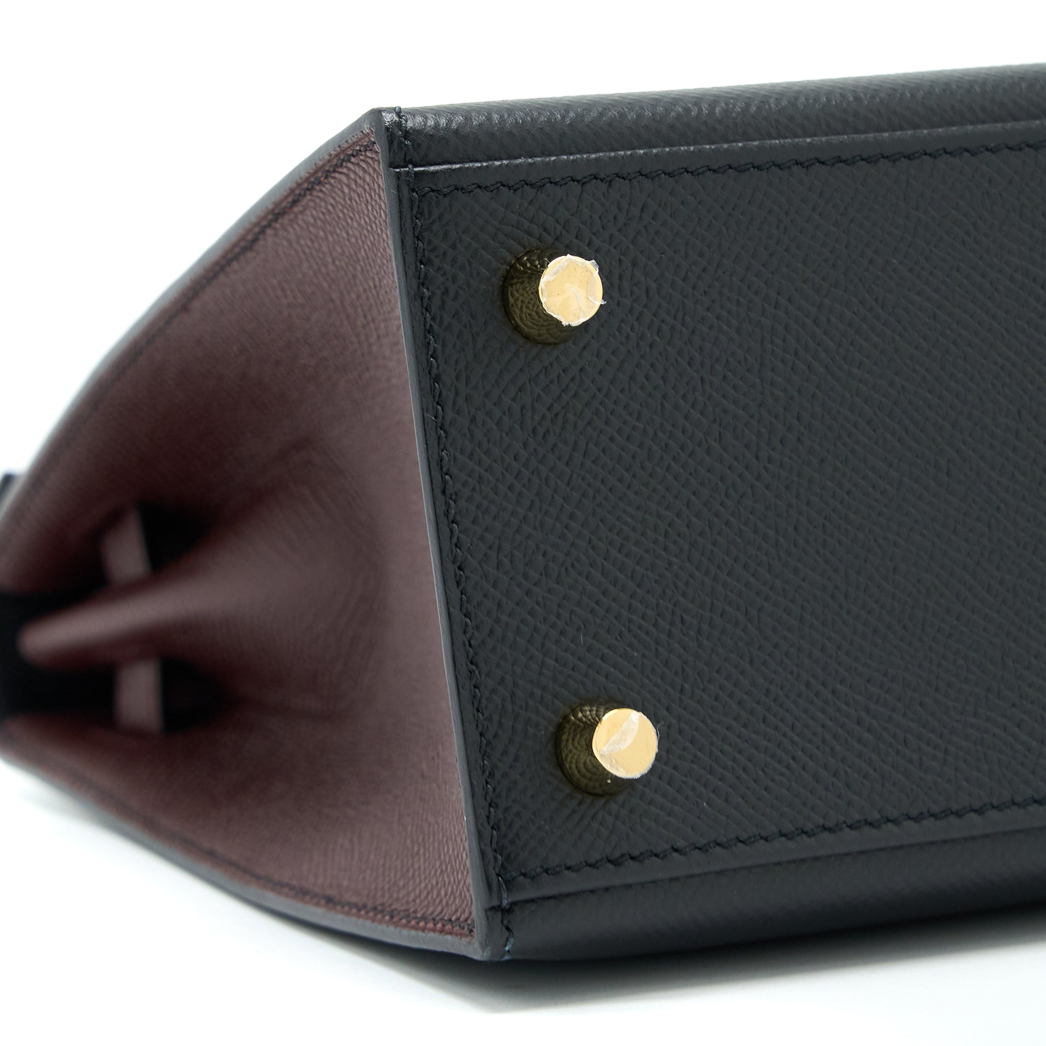 HERMES KELLY 25 SPECIAL ORDER EPSOM BLACK/ ROUGE H LGHW
