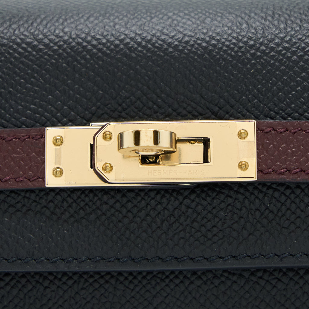 HERMES KELLY 25 SPECIAL ORDER EPSOM BLACK/ ROUGE H GHW