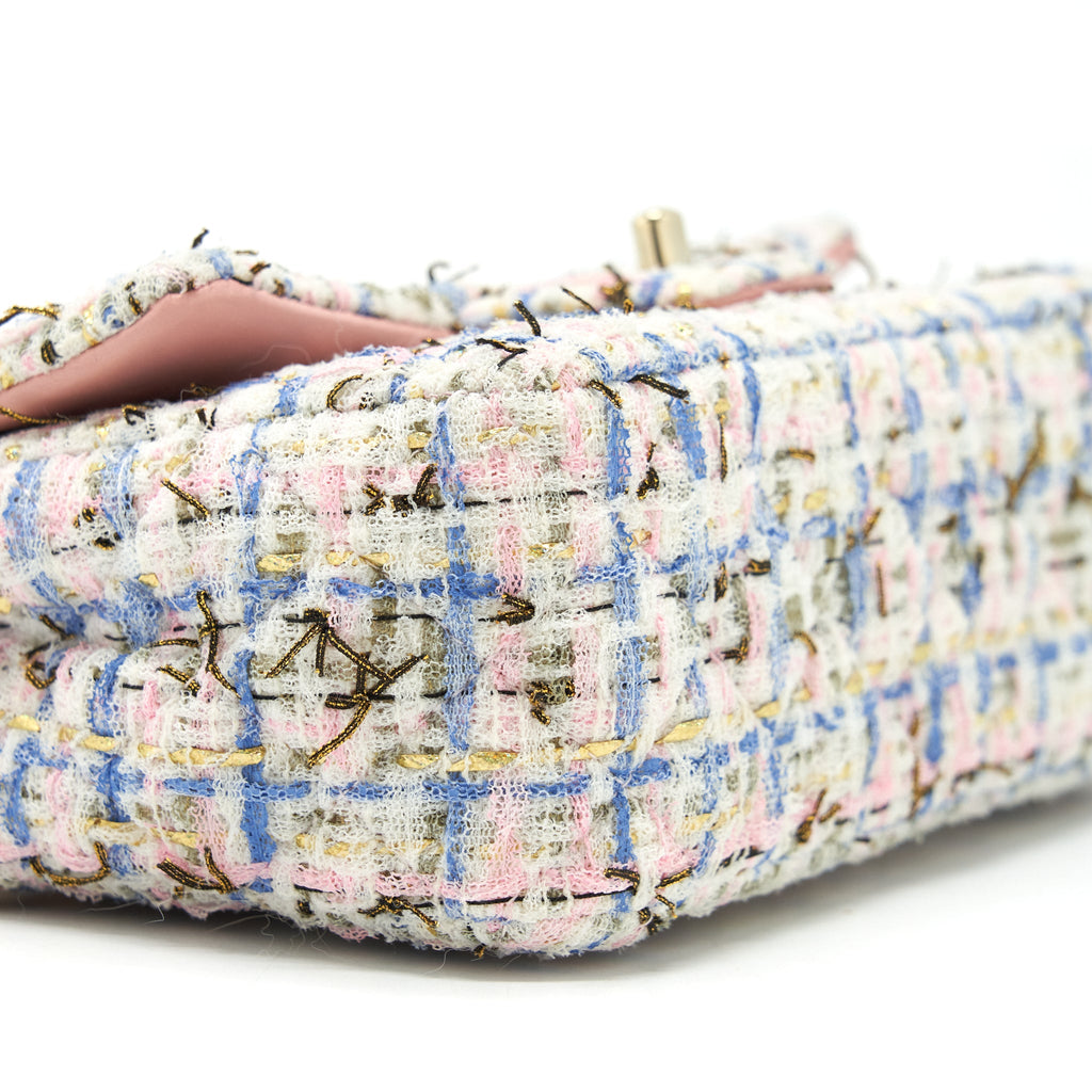 CHANEL MINI RECTANGULAR FLAP BAG TWEED MULTICOLOUR LGHW