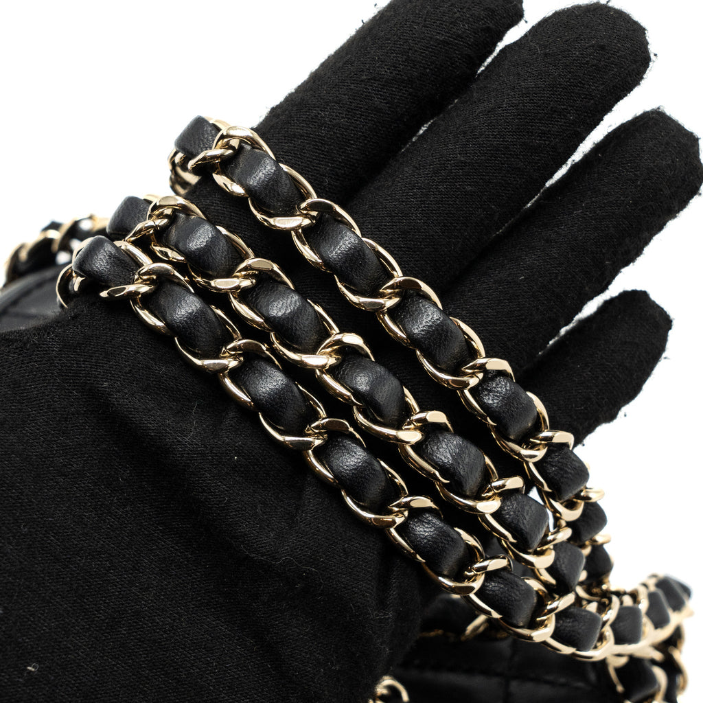 CHANEL VANITY WITH CHAIN LAMBSKIN BLACK LGHW(MICROCHIP)