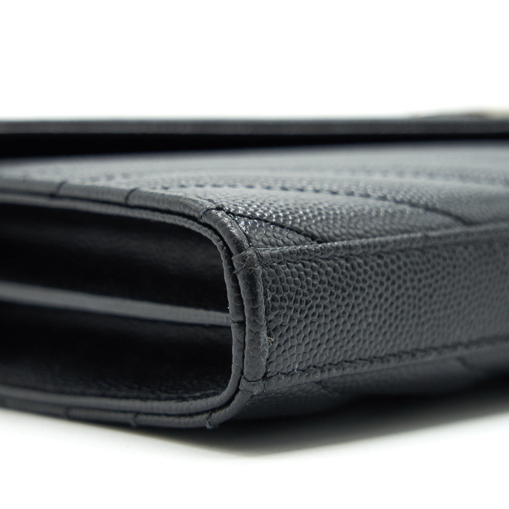 SAINT LAURENT ENVELOPE CHAIN WALLET BLACK WITH SHW